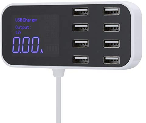 8 Port Multi USB Ladestation, Ladegerät Mehrere Geräte mit LCD Bildschirm 40 W Automatische Identifizierung Mehrerer USB Ströme des Schnellen Autoladegeräts für Mobiltelefon, Tablet,USB Ausrüstung