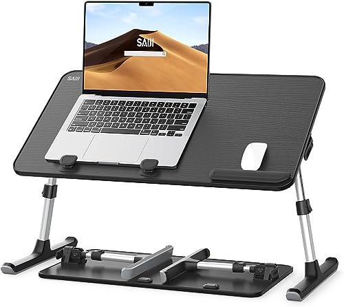 Tisch, SAIJI Betttisch, 5 höhenverstellbar Laptop ständer, Klappbarer laptoptisch, für Sofa Couch Boden Arbeiten Studieren Lesen Schreiben Essen, Fit bis zu 17 Laptop (52 * 30cm Schwarz)