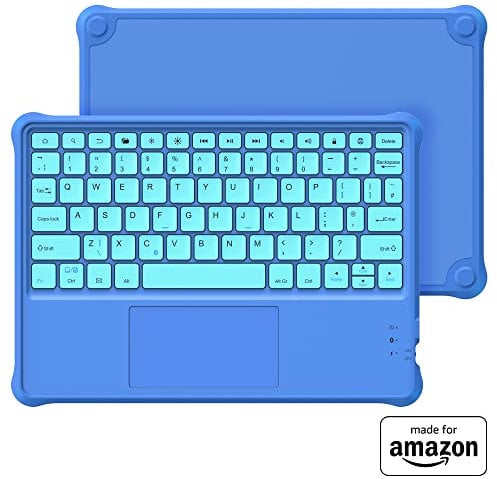 Made For Amazon Kids Wireless Bluetooth Keyboard | Blue, for Fire HD 10 Kids and Kids Pro tablets