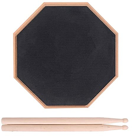 8 Pouces Pad D'EntraîNement Batterie, Pad De Batterie Silencieux, Practice Pad D'EntraîNement Batterie, Drum Pad Avec Baguettes De Batterie En Bois Massif, Pour DéButants MéLomanes, Noir