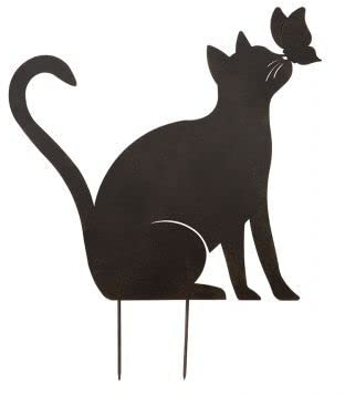GILDE Gartenstecker Katze mit Schmetterling
