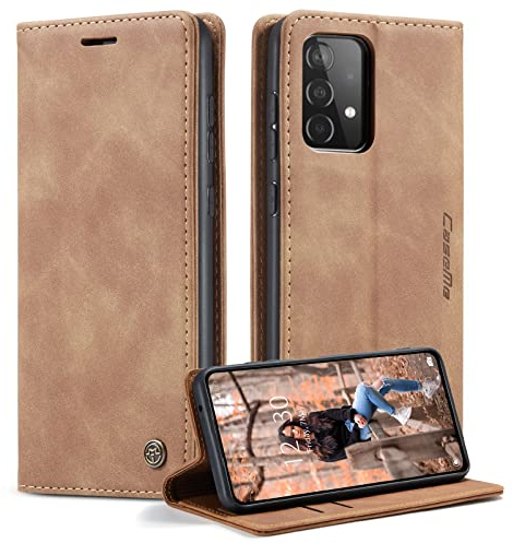 caseme Handyhülle für Samsung Galaxy A52S 5G Hülle für Samsung A52 4G/5G Hülle Premium Leder Klappbar Flip Case Magnet Kartenfach Tasche Schutzhülle für Galaxy A52S 5G/ A52 4G/5G - Braun