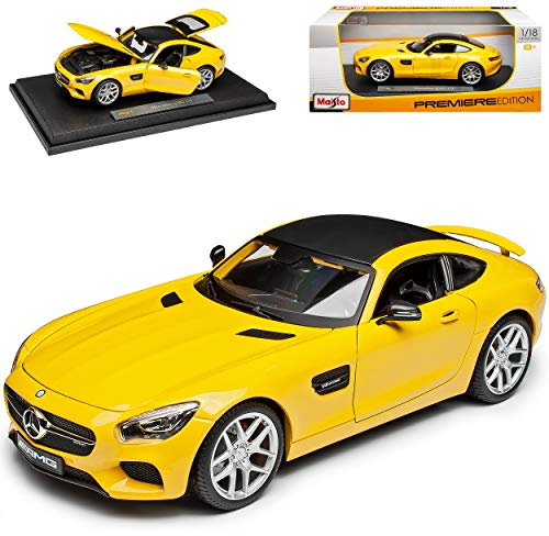 Mercedes-Benz AMG GT S Coupe Solarbetrieben 1/18 Modellauto, Gelb, 25 cm, Metall mit Plastikteilen, Jugendliche, Kinder