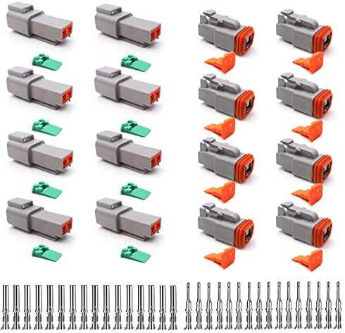 Connecteur Automobile 2 Pôles 8 Sets Ensembles Connecteur Imperméable 22-18AWG,Auto Terminal Connecteur de Fil de Voiture Électrique Étanche Plug mâles et femelles pour Moto Scooter Camion Bateaux