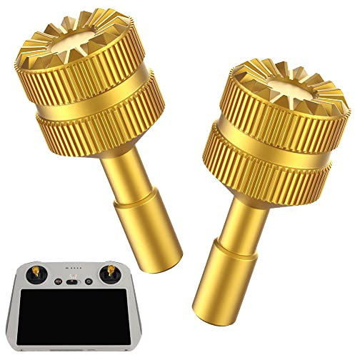 VOLOHAS 2pcs Rocker Joystick Anti-Rutsch für DJI RC Smart Controller für DJI Mini 3/Mini 3 Pro Drohne Aluminium Daumen Mini Joystick Griff für dji Smart Controller Zubehör (Gold)