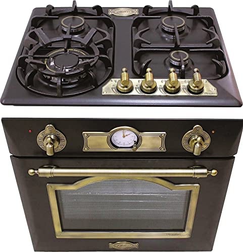 Kaiser Gas Herd Set EH 6355 Em+KG 6325 Em, Elektro Backofenset, Autark, 79L, Einbau Backofen, 8 Funktionen, Intelligent system+Einbau Gas Herd 60 cm, schwarz Emalliert, Erdgas/Propangas Fl.Gas