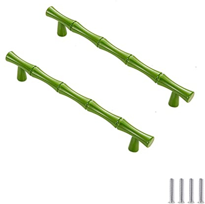 CONPHERON 2 Stück Möbelgriffe Antik Bambus Form Zinklegierung Schrankgriffe Bad Türknöpfe Schrank Schublade Knöpfe Zugknopf Möbel Tür Kleiderschrank Griffe Lochabstand 128 mm