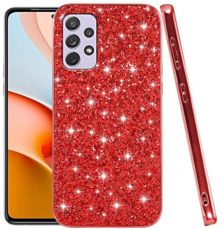Wousunly für Samsung A53 5G Hülle Silikon Glitzer Dünn |Handyhülle für Samsung Galaxy A53 5G Stoßfeste Stoßfeste Dünn Full Body Case Kratzfest Anti Rutsch (rot)