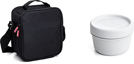 Tatay Urban Food Casual - Bolsa Térmica Porta Alimentos, 3L de Capacidad Color Negro, 22 x 12 x 21.5 cm & Fiambrera de Alimentos, Hermética, 0.2L de Capacidad Color Blanco, Medidas: 8,5 x 8,5 x 6 cm