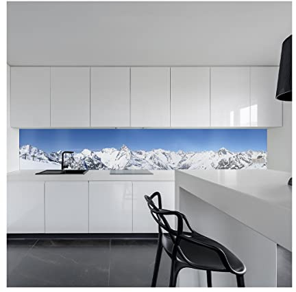 Küchenrückwand Spritzschutz Fliesenspiegel Küche Wandschutz Aluverbund Gebirge hell - 4806 180x50cm glänzend