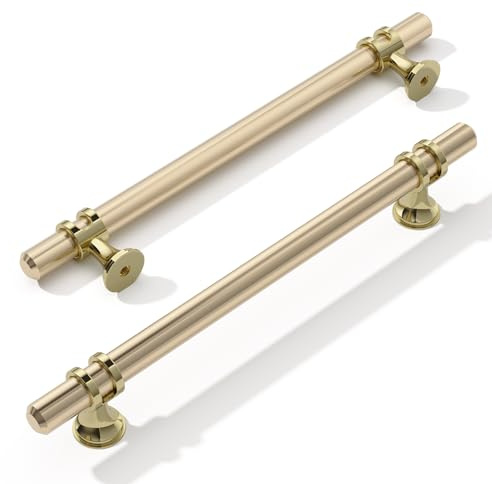 FURNIWARE 10 Stück Möbelgriff, 160mm Bohrlochabstand Möbelgriffe Schrankgriffe Küche Kabinett Griff Verwendet für Türgriff der Badezimmertür Kleiderschrank,Gold + Oxidiertes Glanzgold