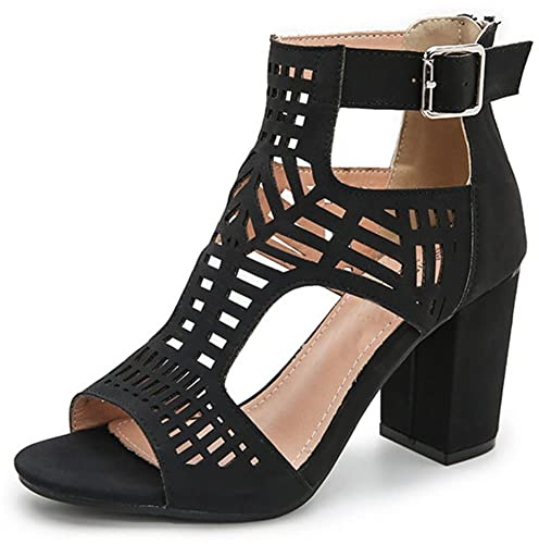 AOSPHIRAYLIAN Chunky Heeled Sandals for Womens Heels Bohemian Cutout Open Toe Summer Block Heeled Party Sandals