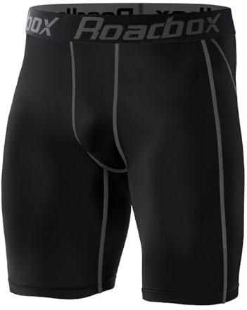 Roadbox Laufhose Herren Kurz Kompressionshose Funktionsunterwäsche Schnelltrocknendes Baselayer Unterhose Tights,L,Schwarz