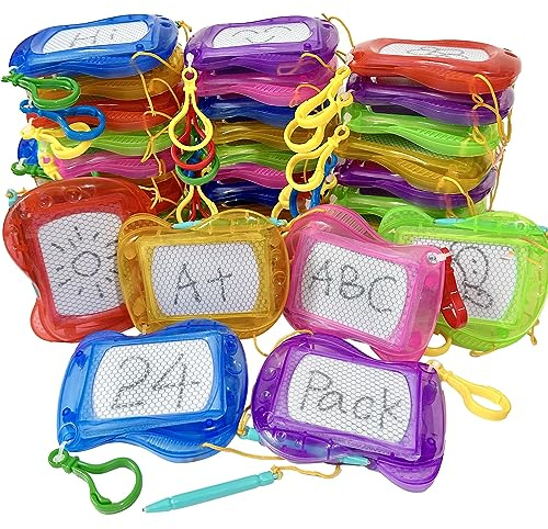 Giliger 24 pack Mini Magnetic Drawing Board keychain for backpack Erasable Sketch Toys bulk for Kids classroom Christmas gifts rewards party favors Goodie Bag Stocking (24 pcs draw keychain)