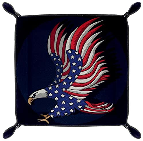 suojapuku Adler amerikanische Flagge Schmucktabletts,gefaltetes Ledertablett Tischorganizer zur Aufbewahrung von Schlüsselmünzen,Schmuck,Uhren