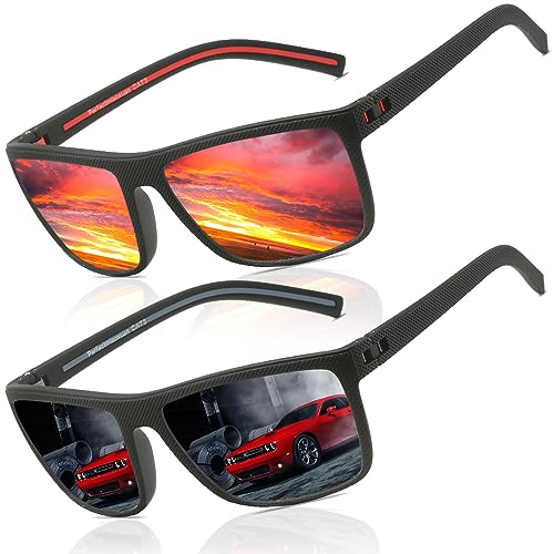 Perfectmiaoxuan Polarisierte Sonnenbrille Herren Damen für Autofahren Radfahren Angeln Sommer Reisen Urlaub Leichte TR90 Retro Rechteckig Pilotenbrille UV-Schutz