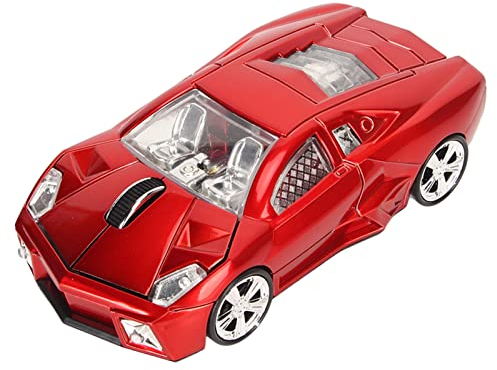 ciciglow Souris sans Fil de Style Voiture de Sport avec Récepteur USB 2,4 GHz, Lumière LED, 1600 DPI, pour Ordinateur de Bureau avec 98, ME, 2000, XP, 7