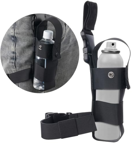 Kapmore Adjustable Thigh Pepper Spray Pouch - Nylon Holder Strap for MK9, Open Top, Fits 1lb Pepper Spray (Fox Labs, Sabre, Freeze +P), Leg Water Bottle Holster for Hiking