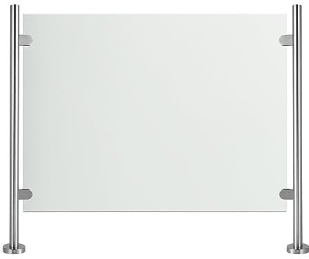 110cm Stainless Steel Balustrade Posts - 316 Stainless Round Stairs Glass Railing Post with Glass Clamps and Rubbers Railing Fence Pole Handrail Garden Fencing fit 8-12mm Toughened Glass (Corner Post)