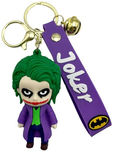 AUTOZOCO Porte-clés Joker en silicone, porte-clés en caoutchouc, 7,5 cm, silicone, violet, violet