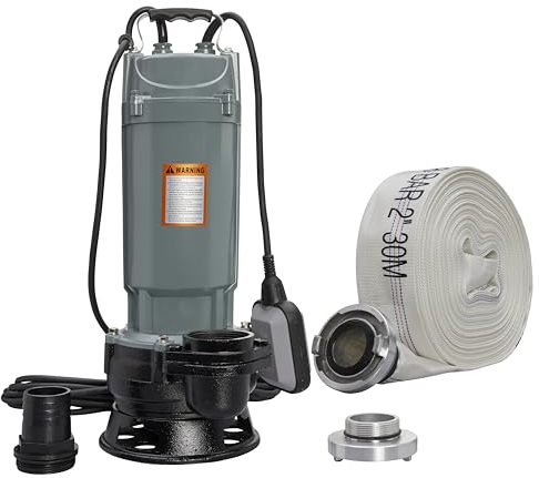 CHM GmbH Schmutzwasserpumpe Magnum 4500 Fäkalienpumpe H.max 20m, 30.000 L/h mit C-Schlauch 20 m für Partikel bis 30mm