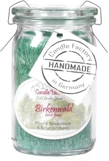 Candle Factory Baby Jumbo Duftkerze aus pflanzlichem Stearin im hitzebeständigen Glas der Marke Weck, bis zu 24h Brennzeit, Duft: Birkenwald