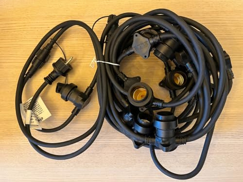 elume Guirlande Guinguette professionnelle à raccorder, longueur 9m, 230V,15 douilles E27 étanches