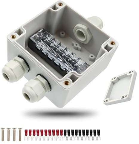 LWLWA Abzweigdose ABS, Weiß IP66 Wasserdicht Abzweigdose, Außenverteilerdose mit SV-Gabelförmigen Vorisolierten Anschlüssen, Hochtemperaturbeständig, Geeignet für Kabel Optische Kabel(82 x 80 x 56 mm）