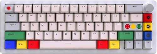 BOYI GMK67 65% Aluminum Alloy Mechanical Keyboard,Hot-Swappable BT5.0/Type-C/2.4G Wireless,CNC Metal Gasket Mounted South-Facing LED RGB Gaming Keyboard with Dye-Sub PBT Grey Beige Keycaps