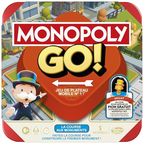 Monopoly GO! Jeu de Plateau Familial, Jeu de Société Stratégique Inspiré du Jeu Mobile, Dès 8 Ans, Version Française