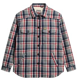 Superdry Damen Borg Check Overshirt Rot/Grau Kariert 38