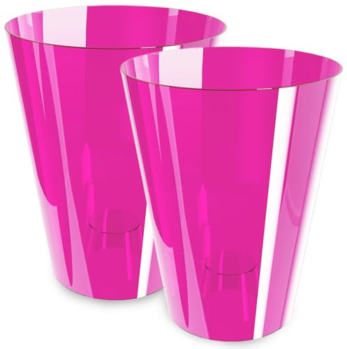 PECZEKO Orchideentopf Übertopf, 2er-Pack, transparent, Blumentopf, Blumenkübel für Orchidee, Pflanzentopf aus Kunststoff, Moderne, schlanke, Runde Form - 2er-Set - (Rosa ø 12 cm)