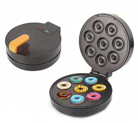 8 Holes Electric Bagel Machine, 1400W Kitchen Automatic Pancake Doughnut Makers With Non-stick Coating, LED Indicator Light, Portable Breakfast Machine for Snack Bar, RV