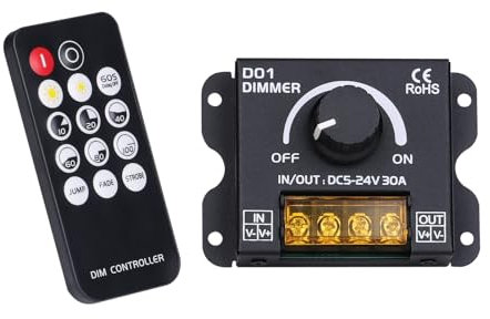 BENLUN DC 5V-24V 30A Striscia LED Dimmer Controllori con ON/Off Interruttore Manopola con Telecomando per COB 5050 2835 LED Strip Lights Regolare la Luminosità