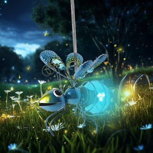 WRQIOO Solarlampen für Außen Hängend Biene, LED Glühwürmchen Solar Leuchte für Garten, Biene Garten Deko Solarleuchte, Biene Außen Gartendeko Lichterketten für Outdoor,Garden,Terrasse,Balkon(Blau)
