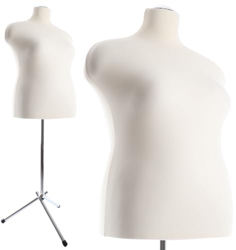 DummyDoll Schneiderpuppe weiblich Größe 48/50, Überzug Creme/Ecru, Dreibein + Kappe Chrom