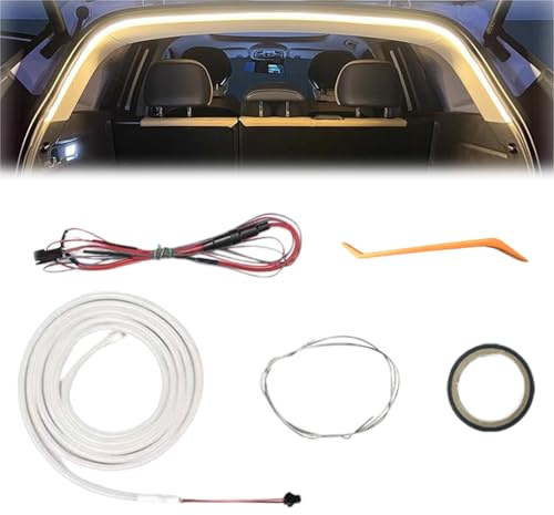 Dynamic Flowing Car Trunk Light Strip, LED-Lichtleiste für den Kofferraum, Dekorative Kofferraumbeleuchtung, Universelle Passform, Automatischer Induktionsschalter, Werkzeuglos (Warm, 4m)