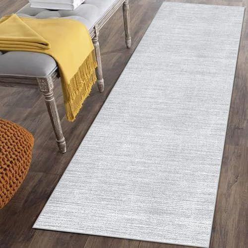 Läufer Teppich für Flur Lang Rutschfest 90 x 200 cm Grau Küchenläufer Teppich Läufer für Küche Waschbar Teppichläufer Flur Teppich Küchenteppich Schmutzfangmatte für Eingang Wohnzimmer Schlafzimmer