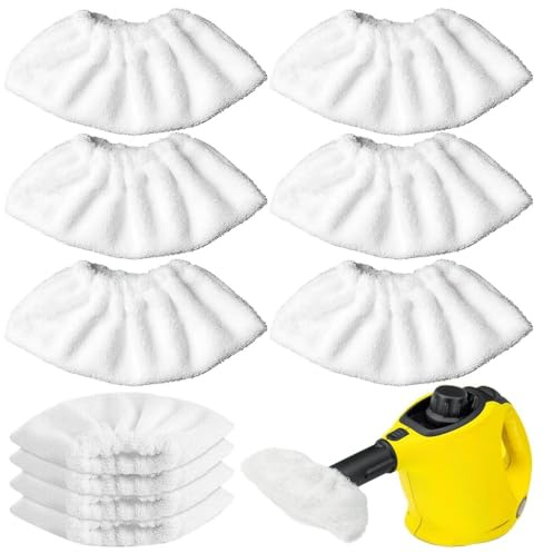Voarge 10 Stück Mikrofaser Überzugsset, Dampfreinigerzubehör für die Handdüse, Frottee Tuchset Handwerkzeug Classic und Comfort, Baumwolle Frottier-Abdeckung Pads Kompatibel die Meisten Dampfreiniger