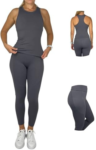 Ballandoro Trainingsanzug Gym Pilates Yoga - Fitness Push Up Set Damen | Leggings Push Up und Sport BH Outfit Set, Sportbekleidung Laufanzug Yogahose und Top Bra, Zumba Fitness Kostüm Activewear