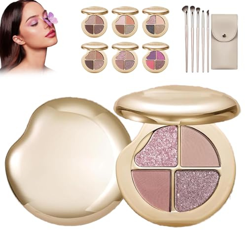 Palette Illuminante Occhi E Guance Gallery, Palette Di Blush E Illuminanti, Ombretto Metallizzato Shimmer in Polvere A 4 Colori Per Tutti I Toni Della Pelle (5# Marrone fumo)