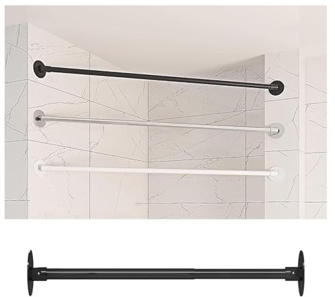 Asta angolare regolabile per tenda da doccia, supporto angolare per finestra scorrevole, 55 – 75 cm, nero, versatile, per la privacy, facile installazione.