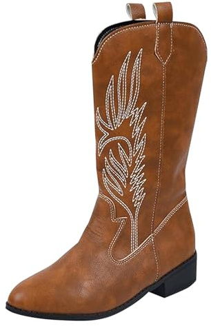 Stivali Donna Invernali con Pelliccia Stivali Cowboy Donna Fashion Pelle Antiscivolo per Laterale E Lacci con Motivo Stampato da Giardino Western Stivaletti da per Polpacci grossi