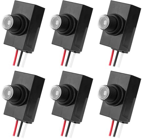 6stk Dämmerungssensor für Außenbeleuchtung, 100-277V Wetterfest Fotoelektrischer Schalter Fotozellen-Lichtsensor für Meisten Außenleuchten Glühbirnen Sicherheitsleuchten Einfache Installation