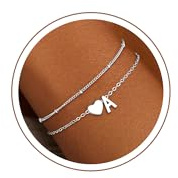 Sloong Weihnachtsgeschenke für Kinder Mädchen - Herz Armband mit Buchstaben | Vergoldet/Versilbert Armband Damen Hypoallergen Armbänder Geburtstagsgeschenk Geschenke für Frauen Mädchen Kinder Schmuck