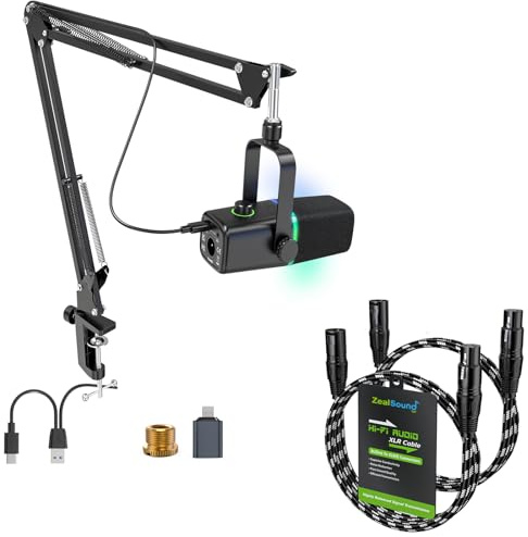 zealsound kd8s Mikrofon mit Arm und c2bw1 XLR Kabel Bundle