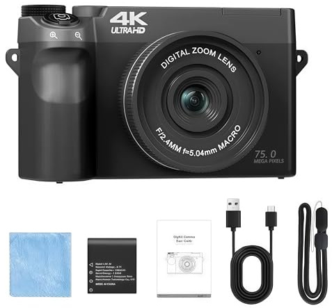Evoluir Digital Camera 4K Digital Camera- Lightweight Camera With WiFi Connectivity, 3 Inch Display And Auto Focus For Everyday Adventures (Black)