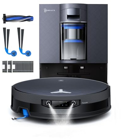 ECOVACS X12 OMNICYCLONE Care kit Saugroboter mit Wischfunktion, Blast & 22.000 Pa, FocusJet zur Fleckenvorlösung, PowerBoost, OZMO Roller 3.0, ausfahrbare Mopprolle, PureCyclone 2.0, Glanzschwarz