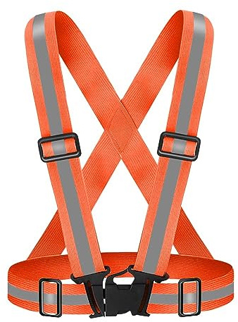 DIELOVEHUA Gilet Reflechissant Velo, Gilet de Sécurité Réfléchissant, Harnais Fluorescent Unisexe, Haute Visibilité & Elastique Réglable, pour Jogging, Vélo et Activités Extérieures de Nuit (Orange)