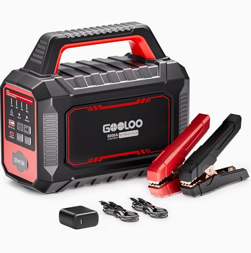 GOOLOO GT Truck Plus Starthilfe Powerbank – 8000A 12V/24V 64000mAh Tragbare Starter Powerbank mit PD65W Schnellladung, Booster Auto Starthilfe für PKW, LKW, Wohnmobile, Yachten (Alle Benzin & Diesel)